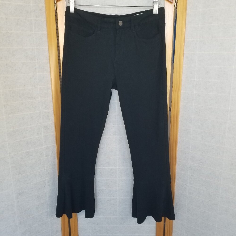 Banjar Bell Flare Faux Suede Pants Ruffle Hem Size 29 Black Stretch